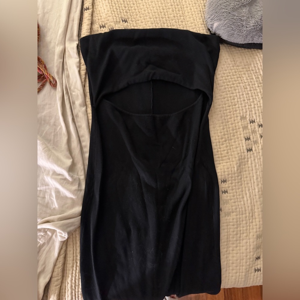 House of Harlow Black Strapless Maxi with Waist Cut Out